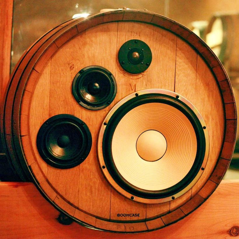 Wine Barrel Speakers 400 Watt BoomCase - Vintage Suitcase BoomBox Suitcase Speaker w/ Bluetooth