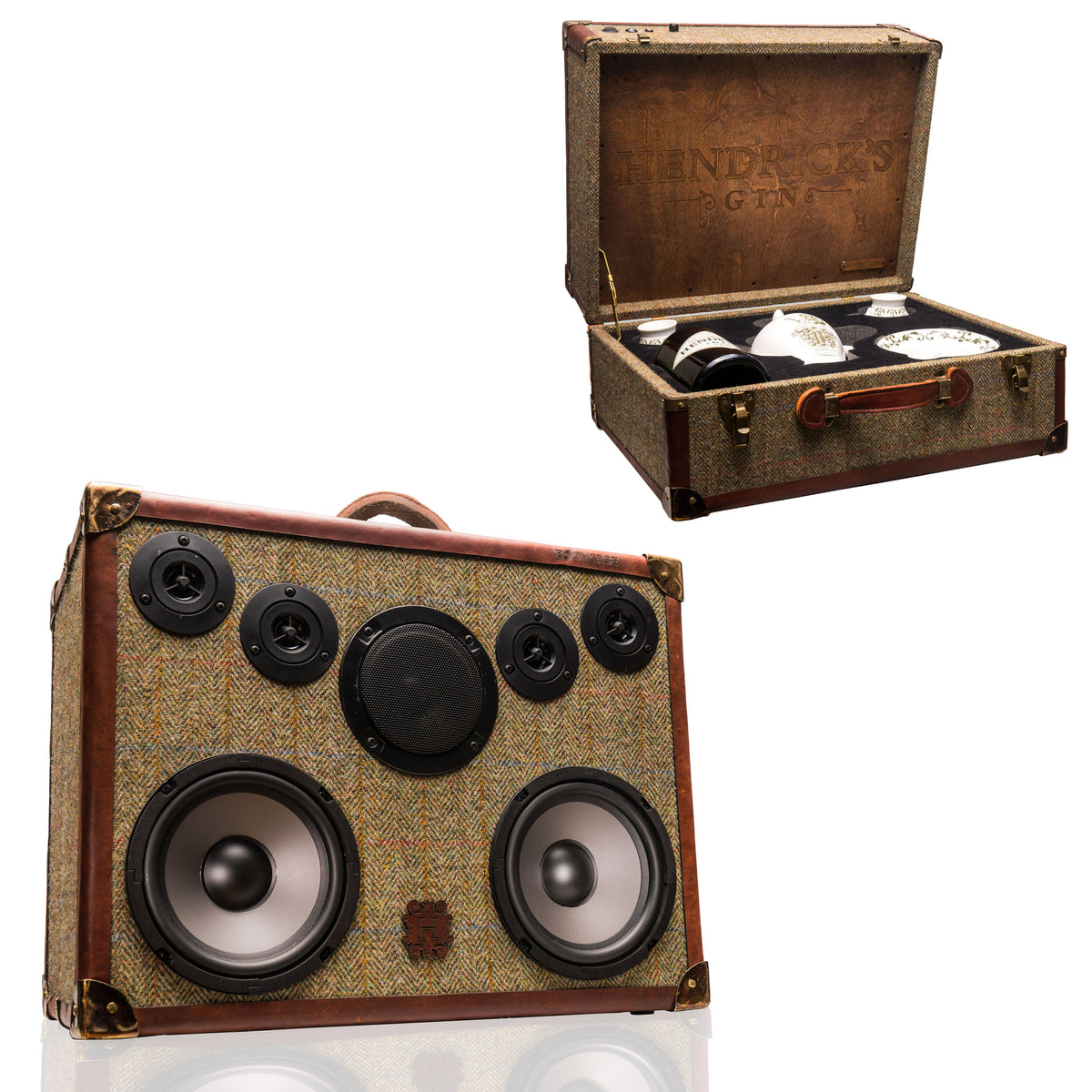 Hendrick's BoomCase 200 Watt BoomCase - Vintage Suitcase BoomBox Suitcase Speaker w/ Bluetooth