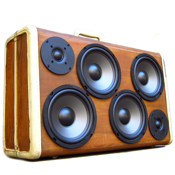 Signature Series Woodgrain 200 Watt BoomCase - Vintage Suitcase BoomBox Suitcase Speaker w/ Bluetooth