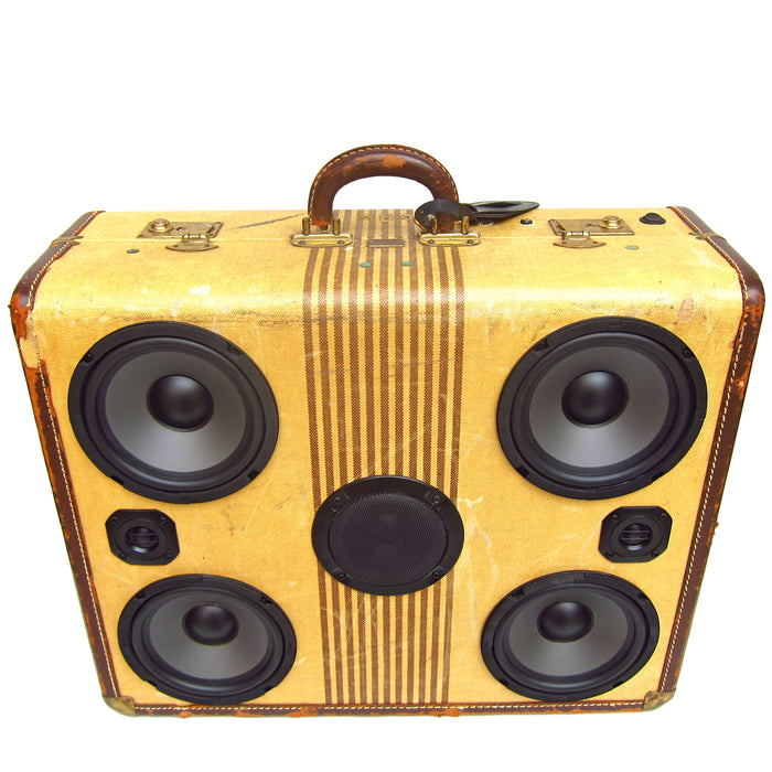 Signature Series Tweed 200 Watt BoomCase - Vintage Suitcase BoomBox Suitcase Speaker w/ Bluetooth