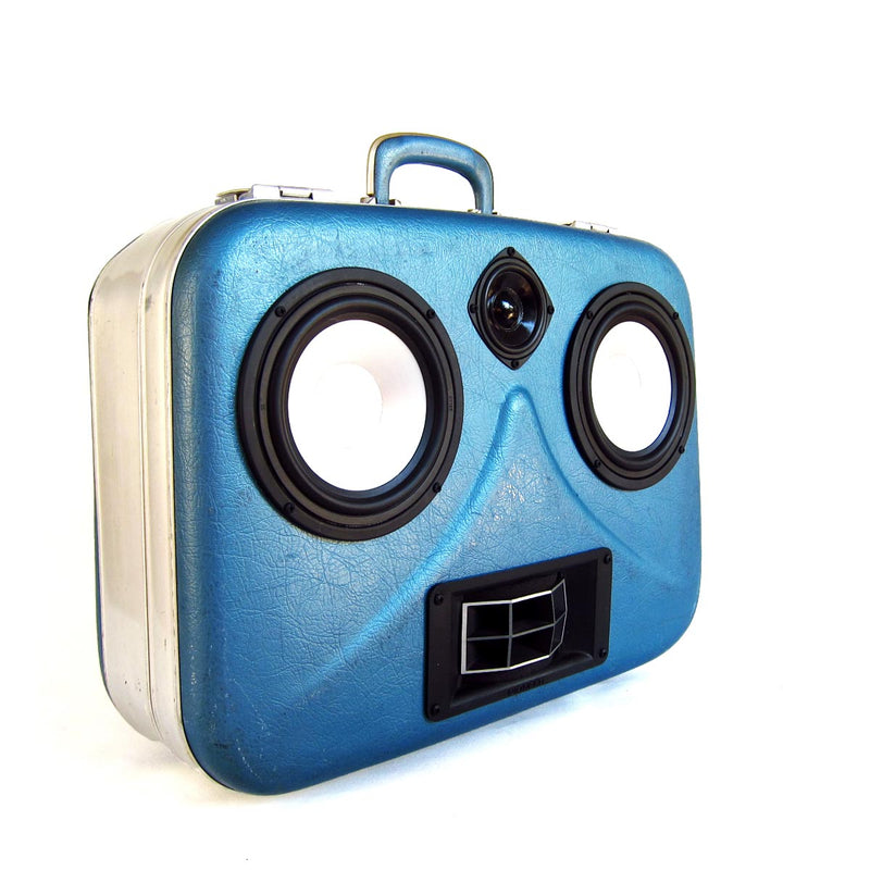 Aero Blue 200 Watt BoomCase - Vintage Suitcase BoomBox Suitcase Speaker w/ Bluetooth