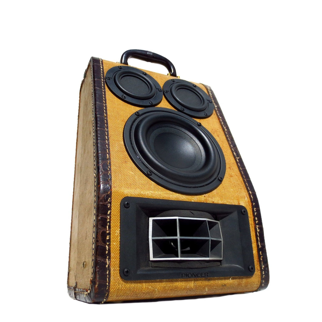 All Smiles 100 Watt BoomCase - Vintage Suitcase BoomBox Suitcase Speaker w/ Bluetooth