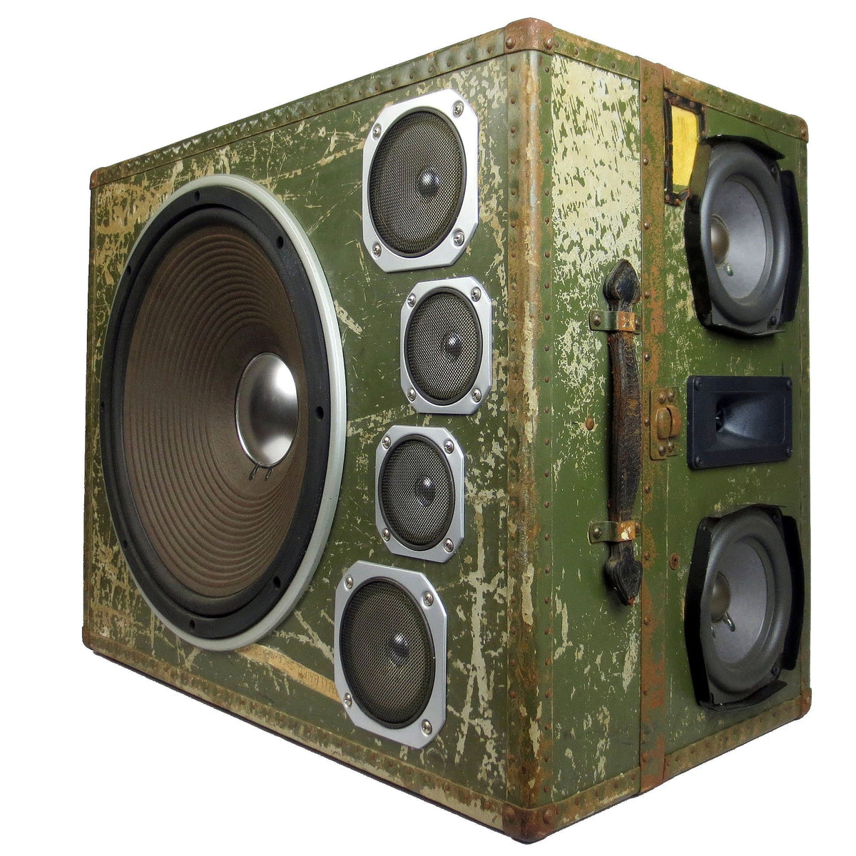 Army Monster 400 Watt BoomCase - Vintage Suitcase BoomBox Suitcase Speaker w/ Bluetooth