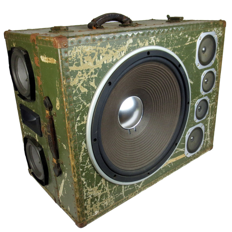 Army Monster 400 Watt BoomCase - Vintage Suitcase BoomBox Suitcase Speaker w/ Bluetooth