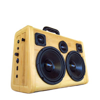 Bamboo Blaster 100 Watt BoomCase - Vintage Suitcase BoomBox Suitcase Speaker w/ Bluetooth