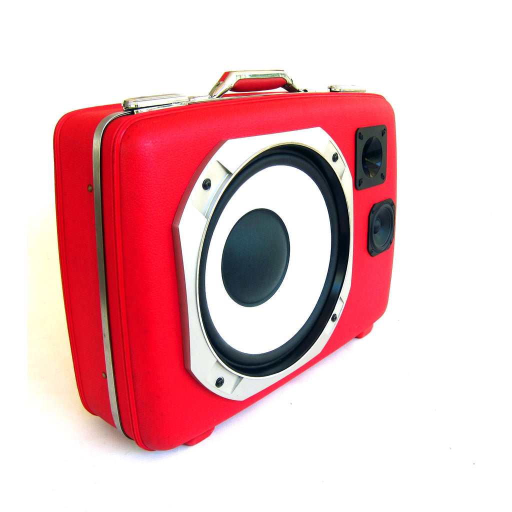 Big Red 200 Watt BoomCase - Vintage Suitcase BoomBox Suitcase Speaker w/ Bluetooth