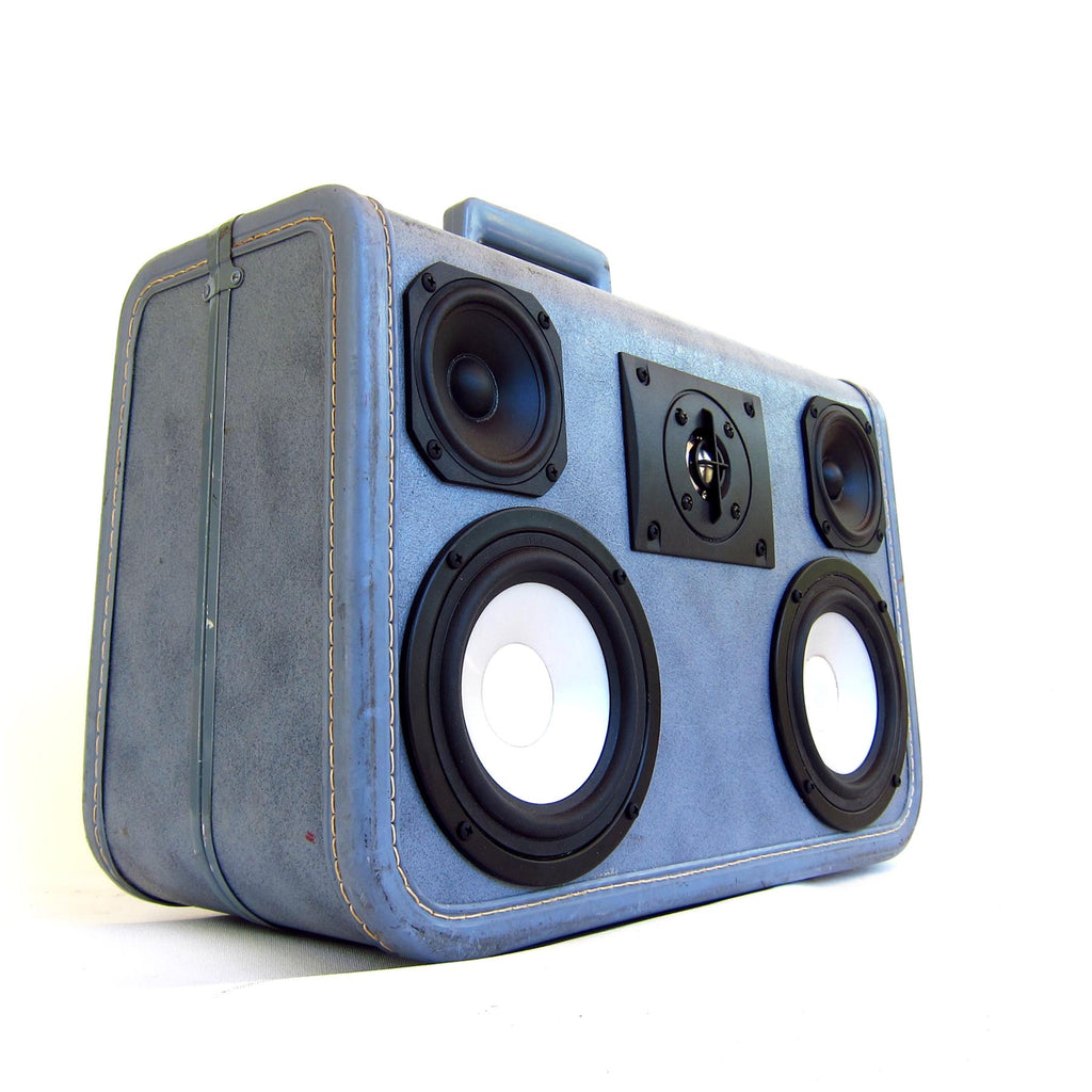 Denim Delux 100 Watt BoomCase - Vintage Suitcase BoomBox Suitcase Speaker w/ Bluetooth