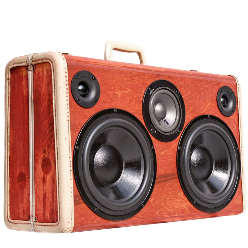 DJ Special Wood Grain 400 Watt BoomCase - Vintage Suitcase BoomBox Suitcase Speaker w/ Bluetooth