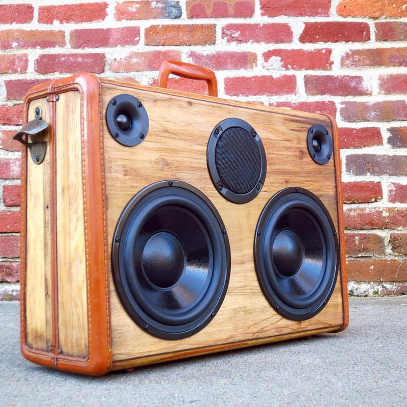 DJ Special Wood Grain 400 Watt BoomCase - Vintage Suitcase BoomBox Suitcase Speaker w/ Bluetooth