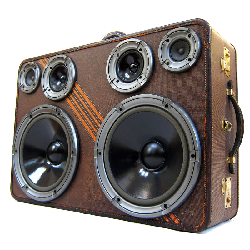 Grizzly Gold 400 Watt BoomCase - Vintage Suitcase BoomBox Suitcase Speaker w/ Bluetooth