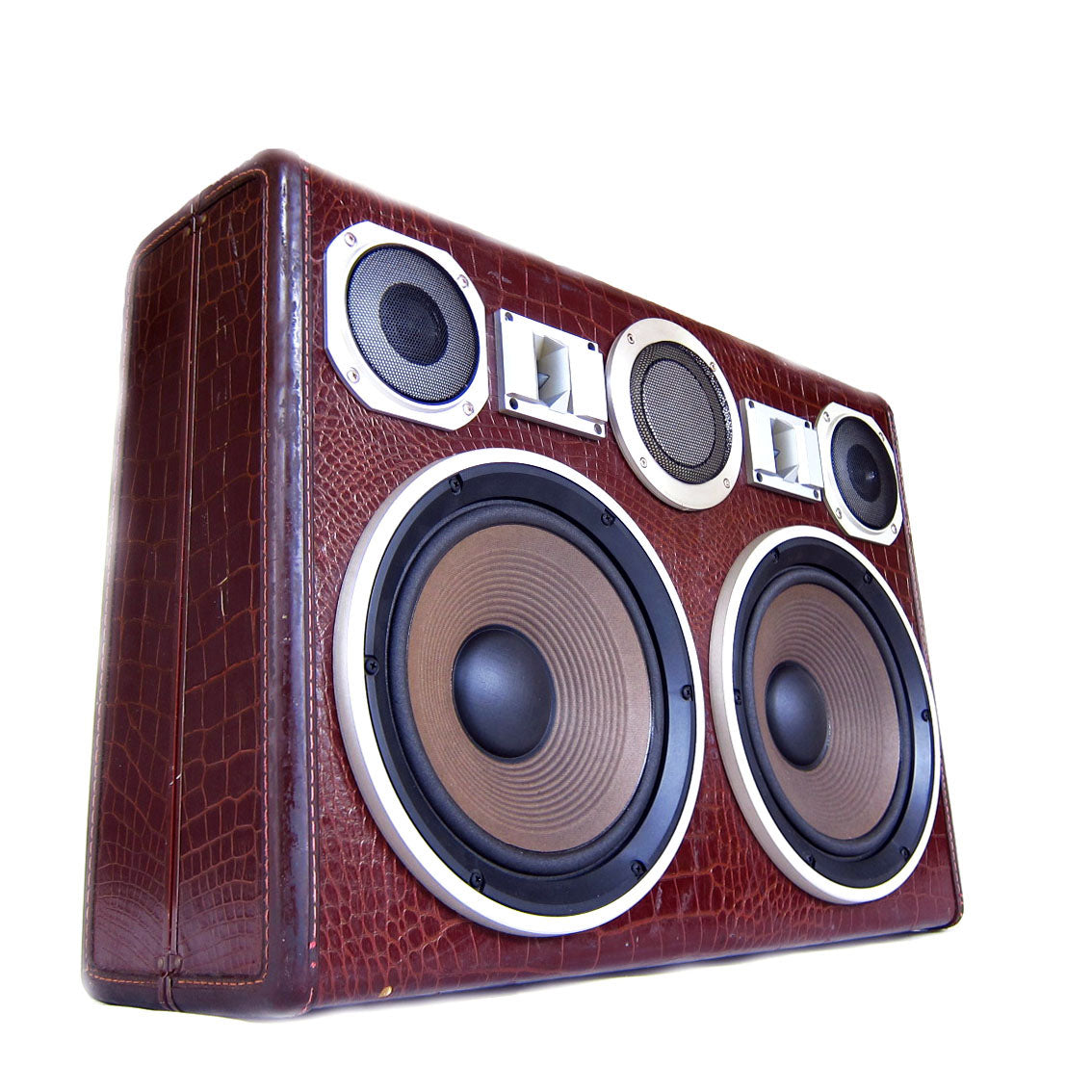 Mecha Monster Gator 200 Watt BoomCase - Vintage Suitcase BoomBox Suitcase Speaker w/ Bluetooth