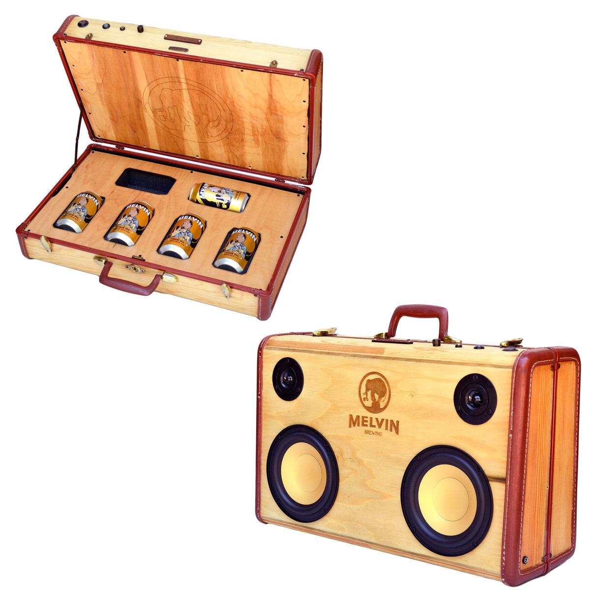 Beer Blaster 100 Watt BoomCase - Vintage Suitcase BoomBox Suitcase Speaker w/ Bluetooth