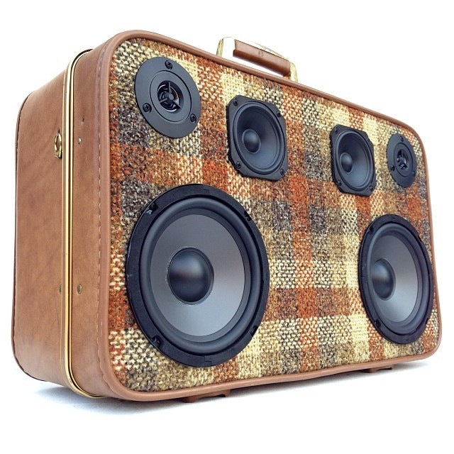 Mr. Plaid 100 Watt BoomCase - Vintage Suitcase BoomBox Suitcase Speaker w/ Bluetooth