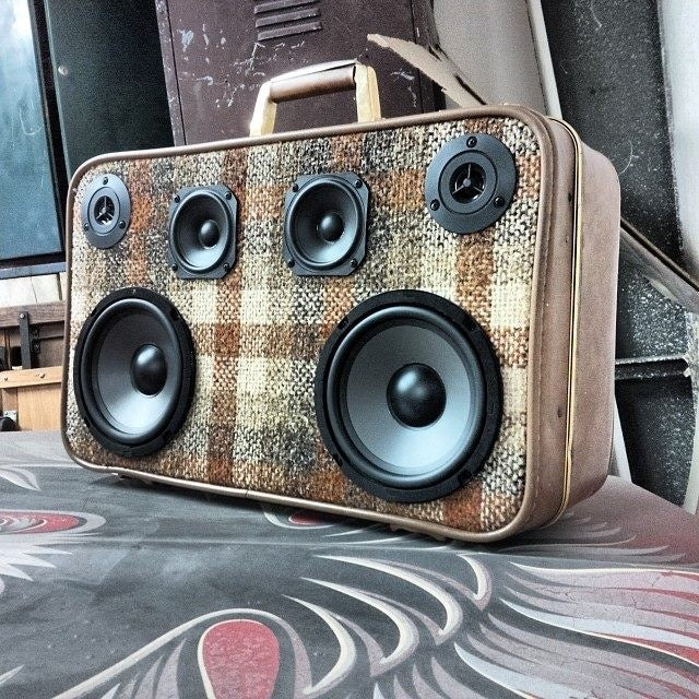 Mr. Plaid 100 Watt BoomCase - Vintage Suitcase BoomBox Suitcase Speaker w/ Bluetooth