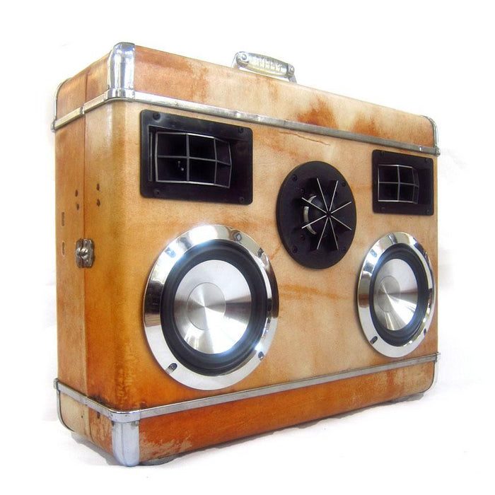 Silver Knight 200 Watt BoomCase - Vintage Suitcase BoomBox Suitcase Speaker w/ Bluetooth