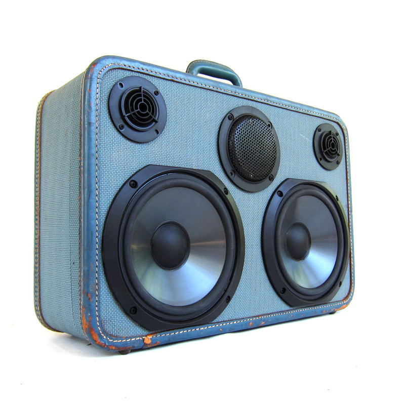 Turbo Blue 200 Watt BoomCase - Vintage Suitcase BoomBox Suitcase Speaker w/ Bluetooth