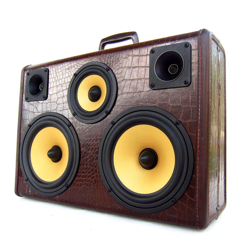 Golden Gator 200 Watt BoomCase - Vintage Suitcase BoomBox Suitcase Speaker w/ Bluetooth